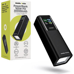 Mobile Origin PB17 Power Bank 30000mAh 165W με Θύρα USB-A & 2 Θύρες USB-C Quick Charge 3.0 & Power Delivery Black