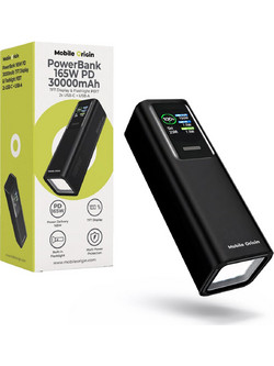 Mobile Origin PB17 Power Bank 30000mAh 165W με Θύρα USB-A & 2 Θύρες USB-C Quick Charge 3.0 & Power Delivery Black