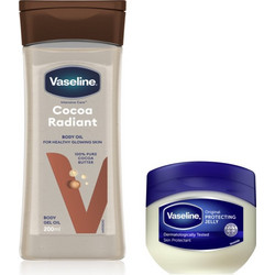 Vaseline Cocoa Radiant Body Oil 200ml + Original Jelly 100ml
