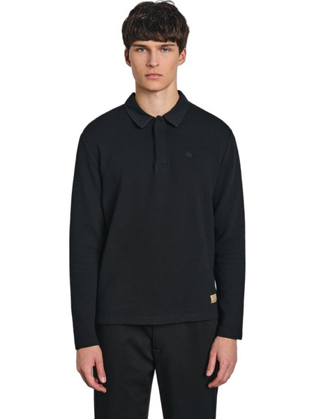Staff Ανδρική Μπλούζα Polo Μακρυμάνικη Μαύρη 64-321.056