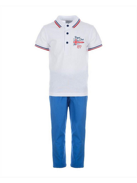 Marasil Βρεφικό Σετ για Αγόρι Καλοκαιρινό Λευκό Royal Blue 21911023