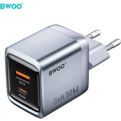 Bwoo CDA237 Φορτιστής χωρίς Καλώδιο με Θύρα USB-A & Θύρα USB-C 30W Quick Charge 3.0 & Power Delivery
