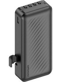 Amaya APB-P219 Power Bank 20000mAh 10W με Ενσωματωμένα Καλώδια USB-C Lightning & micro USB Black