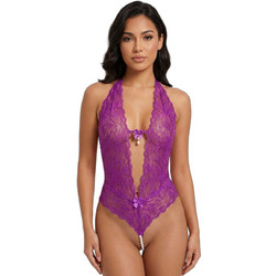 Milena By Paris Sexy Κορμάκι String Αυτοκινήτου See Through με Δαντέλα Μωβ 2541