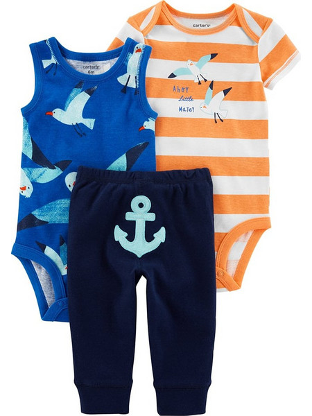 Carter's Βρεφικό Σετ για Αγόρι Καλοκαιρινό Royal Blue Πορτοκαλί Μαύρο 1N042210