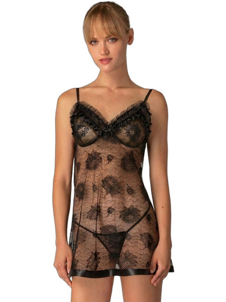 Milena By Paris Sexy Babydoll See Through με Δαντέλα Μαύρο 3475