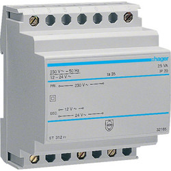 ΜΕΤΑΣΧΗΜΑΤΙΣΤΗΣ ΤΑΣΗΣ ΑΣΦΑΛΕΙΑΣ ΡΑΓΑΣ 230V ΕΞΟΔΟΣ 12-24V 25VΑ ST312 HAGER