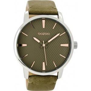 Oozoo Timepieces Ανδρικό Ρολόι με Γκρι Δερμάτινο Λουράκι C9023
