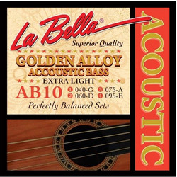 La Bella Ab10 X-Light Σετ 4 Χορδές Ακουστικού Μπάσου 40-95" Extra Light Tension