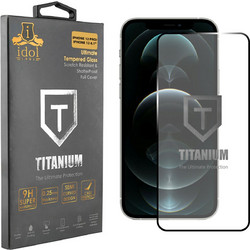Idol 1991 Titanium Semi Curved Full Glue 0.25mm Tempered Glass Black (iPhone 12 / 12 Pro)
