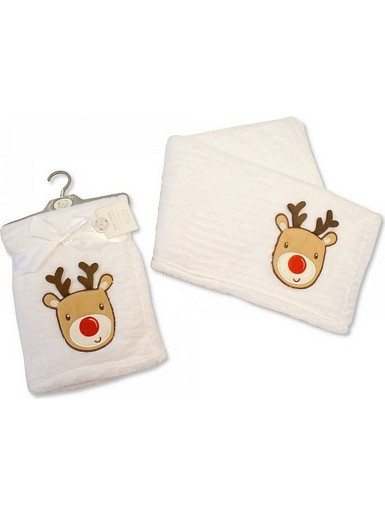 Nursery Time Deer Κουβέρτα Αγκαλιάς Fleece 75x100 Λευκή