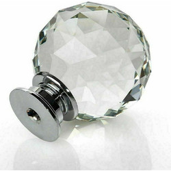 CLEAR CRYSTAL DIAMOND GLASS DOOR KNOBS CUPBOARD DRAWER FURNITURE HANDLE CABINET (30mm)