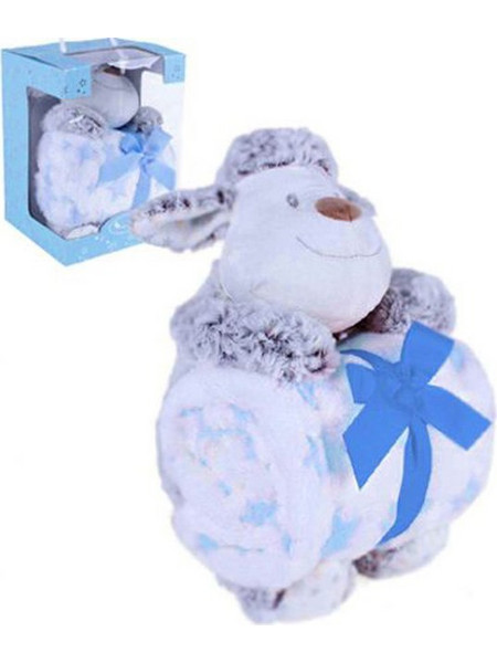 Interbaby Sheep Κουβέρτα Αγκαλιάς Fleece με Λούτρινο 80x110 Μπλε
