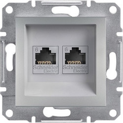 Πρίζα Δικτύου RJ45 cat6 U/UTP Διπλή Αλουμίνιο Schneider Asfora EPH4800161