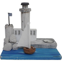 Χειροποίητη Ξύλινη Βάση Ρεσώ 20x21x10 KWood Art 7003 Φάρος Με Φαρόσπιτο