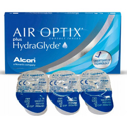 Alcon & Ciba Vision Air Optix Plus Hydraglyde Μηνιαίοι Φακοί Επαφής Σιλικόνης Υδρογέλης 3τμχ