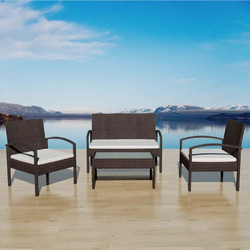 vidaXL Σετ Σαλόνι Κήπου Rattan 4τμχ Καφέ 42672