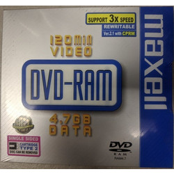 Maxell DVD-RAM 4.7GB TYPE 2 REWRITEABLE Cartridge with Casing Crystal 10 mm