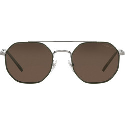 Vogue VO4193S 548/73 Ανδρικά Γυαλιά Ηλίου Πολυγωνικά Κοκάλινα Μεταλλικά Ασημί με Καφέ Polarized Φακό