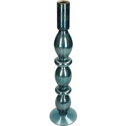 Γυάλινο κηροπήγιο σε μεταλλικό μπλε χρ.40cm - ZAROS - XET-8801