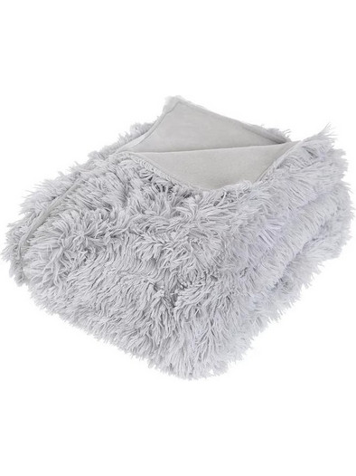Κουβέρτα Fleece Ριχτάρι Καναπέ με γούνινη υφή σε γκρι χρώμα, 120x160 cm