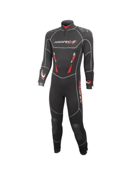 Aropec Super-Stretchy & Semi-dry Black/Red Ολόσωμη Στολή Κατάδυσης Neoprene για Θαλάσσια Σπορ 5mm