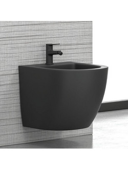 Karag Milos LT 046F-MB Μαύρο Ματ Κρεμαστό Μπιντέ Τουαλέτας Μπάνιου Back Τo Wall 37χ49,5