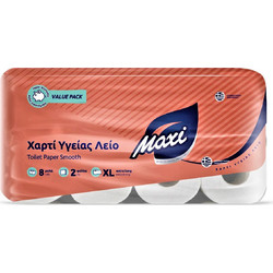 Χαρτί Υγείας 2φ Λείο Maxi 150gr 48τεμ (Συσκ/6πακέτα x 8 ρολά)