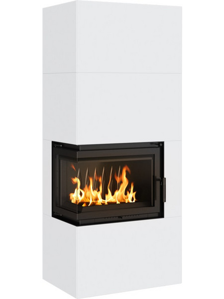 Kratki SIMPLE/BOX/L/S/WHITE Ενεργειακό Τζάκι Αερόθερμο Ξύλου Αριστερή Γωνία 8kW
