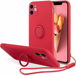 Vennus Silicone Ring Back Cover Red (iPhone XR)