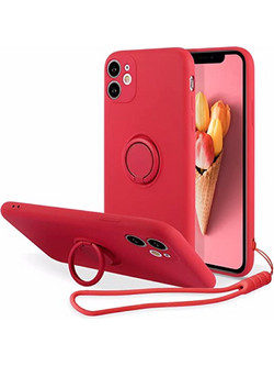 Vennus Silicone Ring Back Cover Red (iPhone XR)