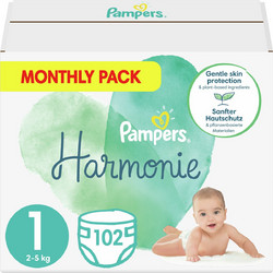 Pampers Harmonie Monthly Pack Πάνες No1 2-5kg 102τμχ