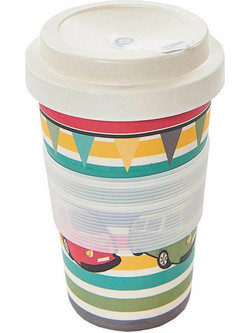 Eco Chic Ποτήρι Bamboo με Καπάκι Camper Vans 400ml E-U20