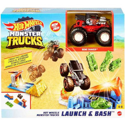 Mattel Hot Wheels Σετ Παιχνιδιού Monster Trucks Εκτόξευση & Σύγκρουση GVK08