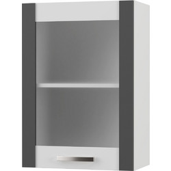 CHARLOTΤE Πάνω Ντουλάπι Με Τζάμι Αριστερό 50x30.5x71.8εκ με μεταλλικά χερούλια Γραφίτης SO-CV50G-GR