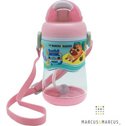 Marcus & Marcus Sippy Παιδικό Μπουκάλι Πλαστικό BPA Free με Καλαμάκι Ροζ 420ml