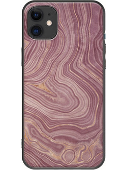 Θήκη Agate Stone - Pink iPhone 11 Black TPU (Μαύρη Σιλικόνη)