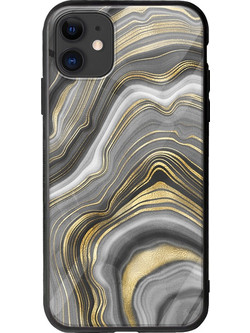 Θήκη Agate Stone - Gold Veined iPhone 11 Groove TPU (Tempered Glass και TPU)