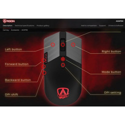 AOC Agon AGM700 Ενσύρματο Gaming Ποντίκι RGB 16000 DPI Black