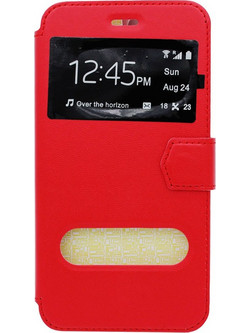 Θήκη flip με Call Display και STAND για UNIVERSAL 5.3" 5.8" - κόκκινο