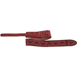 Ovation Premium Leather Strap - Multi-Soundhole Design, Ruby Red