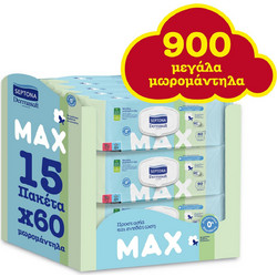 Septona Dermasoft Μωρομάντηλα Χωρίς Οινόπνευμα & Parabens με Χαμομήλι 15x60τμχ