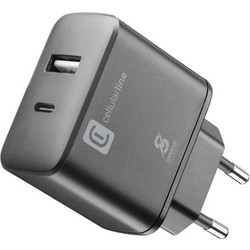 Celullar Line ACHSMUSB2PDK Φορτιστής Χωρίς Καλώδιο με Θύρα USB-A & USB-C 25W Power Delivery Black