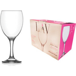 LAV Σετ Ποτήρια Κρασιού Γυάλινα Κολωνάτα Lal 245ml 6τμχ 77680536Α