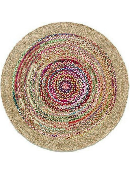 Zaros Χαλί Στρογγυλό Καλοκαιρινό Γιούτα 150cm GK127 Natural/Πολύχρωμο