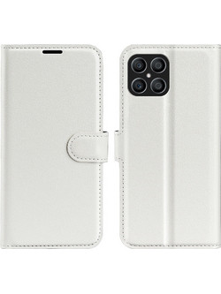 Θήκη Honor X8 OEM Litchi Skin Leather με βάση στήριξης, υποδοχές καρτών και μαγνητικό κούμπωμα λευκό