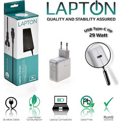 Lapton USB-C Φορτιστής Laptop 29W 14.5V 2A για Apple με Αποσπώμενο Καλώδιο Τροφοδοσίας AC50