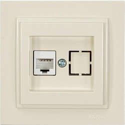 Πρίζα δικτύου υπολογιστή DATA CAT 6 RJ45 μονή χωνευτή μπεζ (κρεμ) χρώμα πολυτελείας σειρά Mono