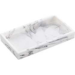 Navaris Marble Jewellery Tray - Διακοσμητικός Δίσκος Κοσμημάτων / Σαπουνιών για το Μπάνιο / Μπουντουάρ από Πολυρητίνη - 23.5 x 12.5 x 2.6 cm - White (55578.02)