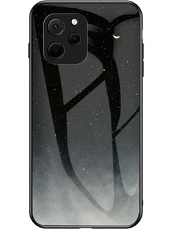 Θήκη Huawei Nova Y61 OEM σχέδιο Starry Moon με πλάτη από Tempered Glass και εσωτερικό TPU
